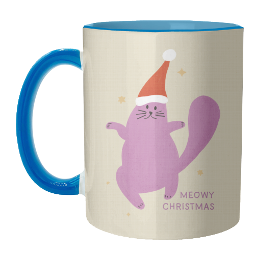 Meowy Christmas Cute Cat Santa Illustration - unique mug by Ania Wieclaw