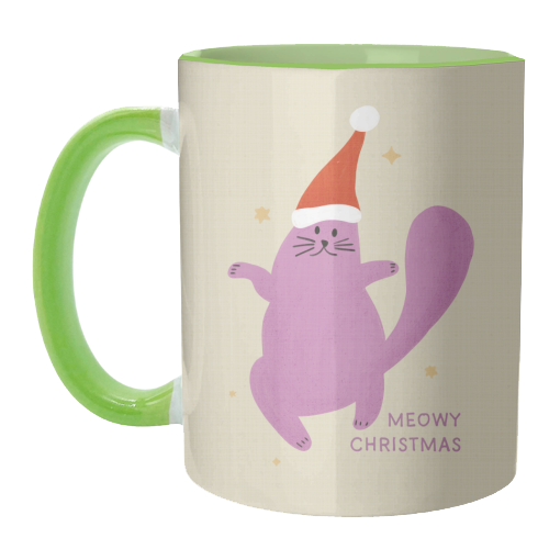 Meowy Christmas Cute Cat Santa Illustration - unique mug by Ania Wieclaw