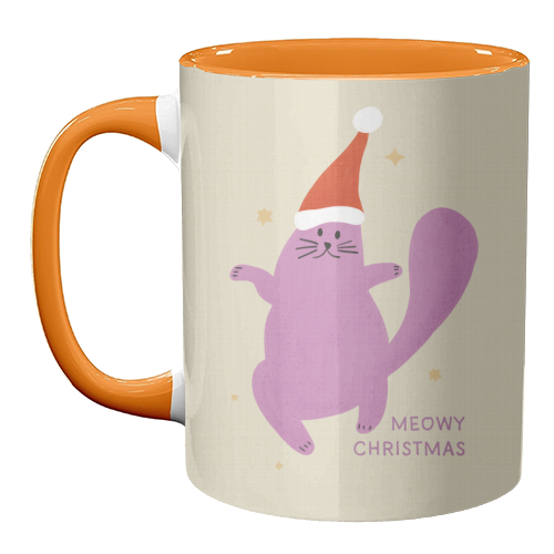 Meowy Christmas Cute Cat Santa Illustration - unique mug by Ania Wieclaw