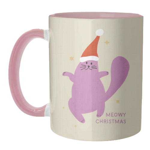 Meowy Christmas Cute Cat Santa Illustration - unique mug by Ania Wieclaw
