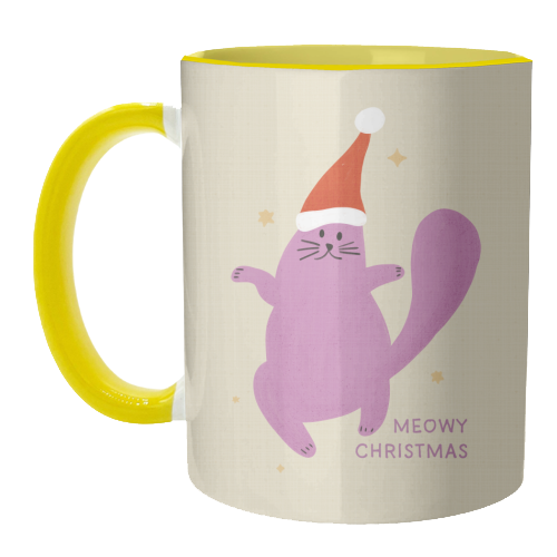 Meowy Christmas Cute Cat Santa Illustration - unique mug by Ania Wieclaw