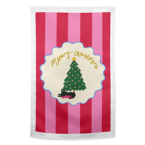 Meowy Christmas - funny tea towel by The Paper Tail
