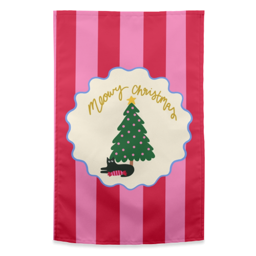 Meowy Christmas - funny tea towel by The Paper Tail