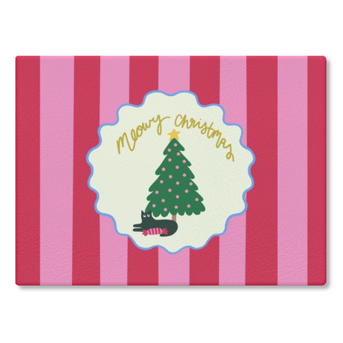 Meowy Christmas - glass chopping board by The Paper Tail