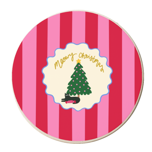 Meowy Christmas - personalised beer coaster by The Paper Tail