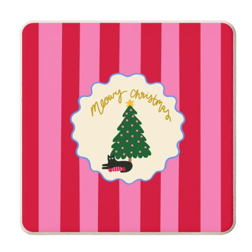 Meowy Christmas - personalised beer coaster by The Paper Tail