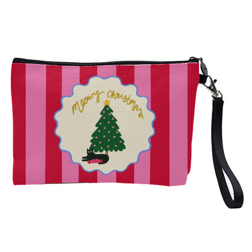 Meowy Christmas - pretty makeup bag by The Paper Tail