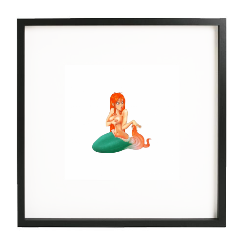 Mermaid Retro Pinup - framed poster print by MilkshakeandFries