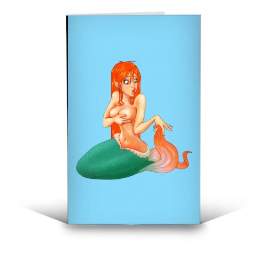 Mermaid Retro Pinup - funny greeting card by MilkshakeandFries