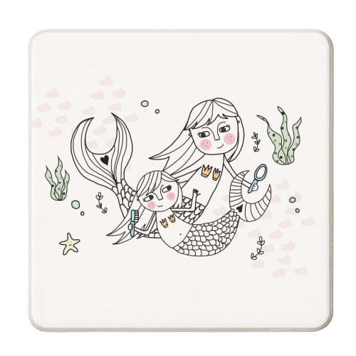 Mermaids - personalised beer coaster by Nichola Cowdery