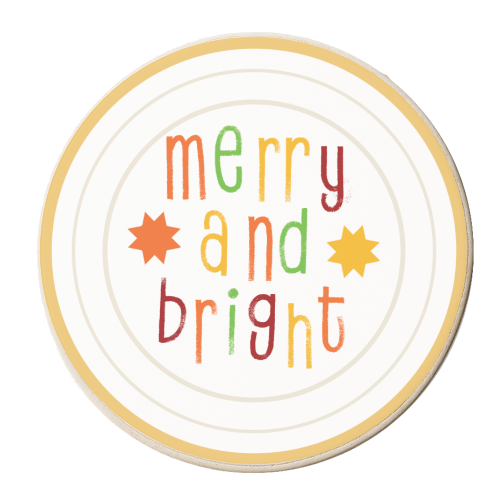 Merry and Bright Christmas Plate - personalised beer coaster by AbiGoLucky