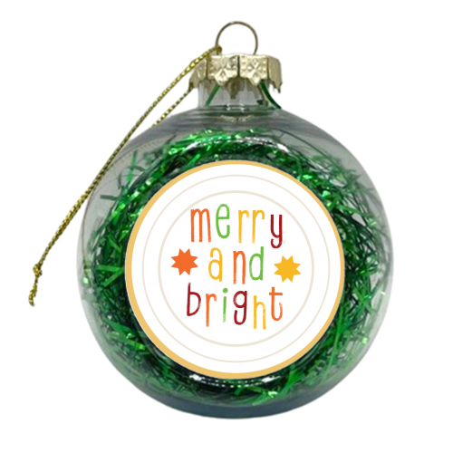 Merry and Bright Christmas Plate - xmas bauble by AbiGoLucky