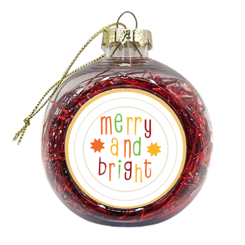 Merry and Bright Christmas Plate - xmas bauble by AbiGoLucky