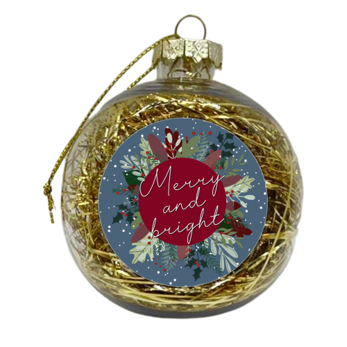 Merry and bright Christmas wreath - xmas bauble by The Girl Next Draw