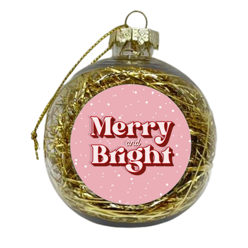 Merry and bright snow Christmas print - xmas bauble by The Girl Next Draw
