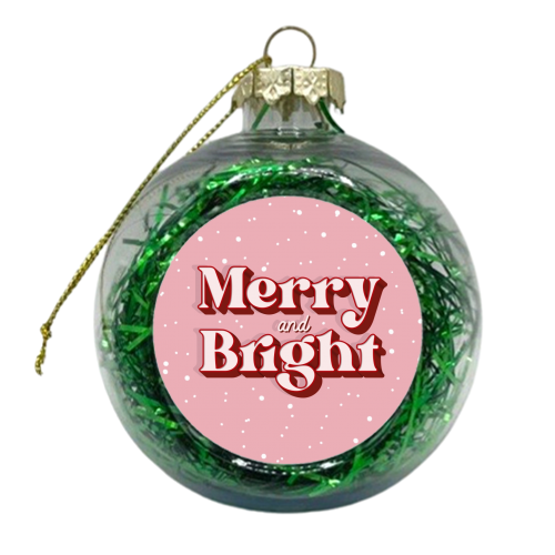 Merry and bright snow Christmas print - xmas bauble by The Girl Next Draw