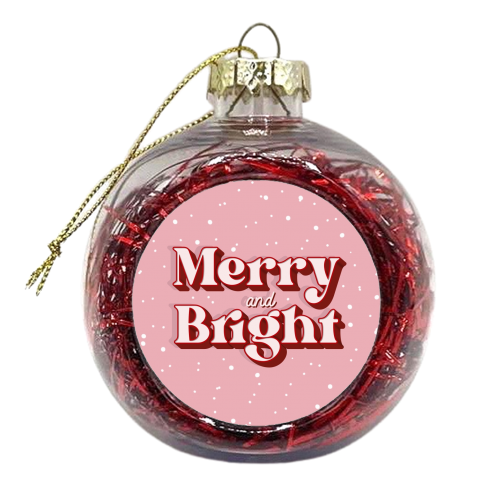 Merry and bright snow Christmas print - xmas bauble by The Girl Next Draw