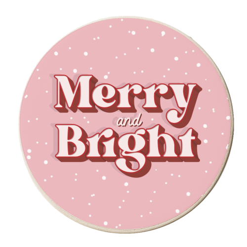 Merry and bright snow Christmas print - personalised beer coaster by The Girl Next Draw