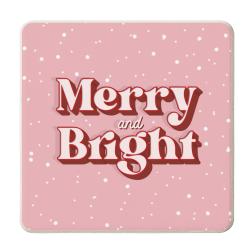 Merry and bright snow Christmas print - personalised beer coaster by The Girl Next Draw