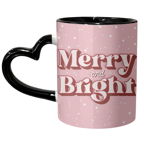 Merry and bright snow Christmas print - unique mug by The Girl Next Draw