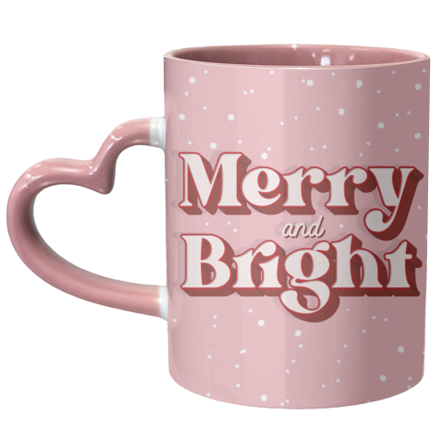 Merry and bright snow Christmas print - unique mug by The Girl Next Draw