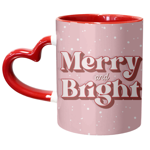 Merry and bright snow Christmas print - unique mug by The Girl Next Draw