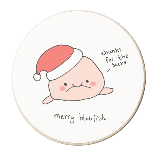 merry blobfish - personalised beer coaster by Ellie Bednall