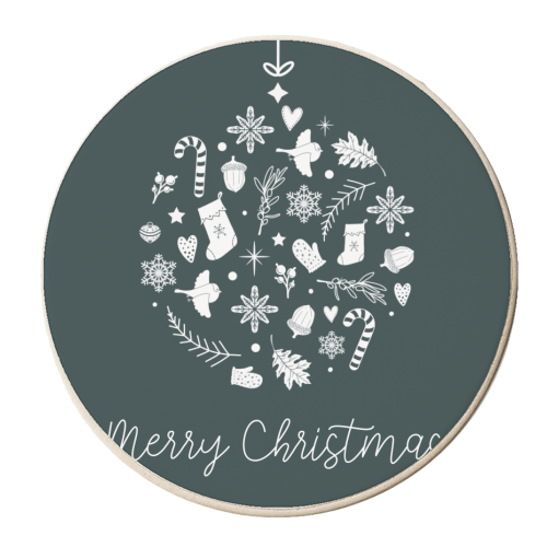 Merry Christmas babble print - personalised beer coaster by The Girl Next Draw