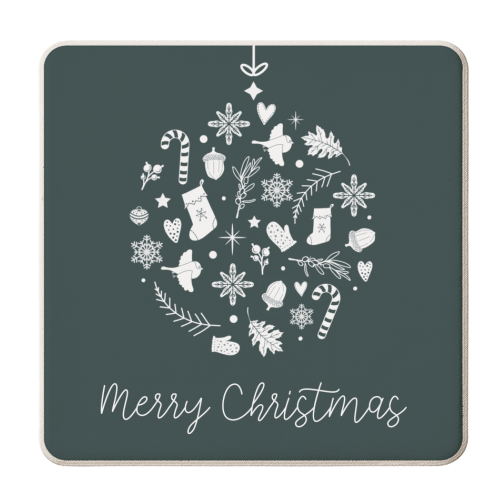 Merry Christmas babble print - personalised beer coaster by The Girl Next Draw