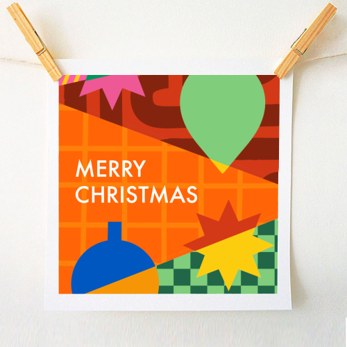 Merry Christmas Geometric Xmas Design - A1 - A4 art print by AbiGoLucky