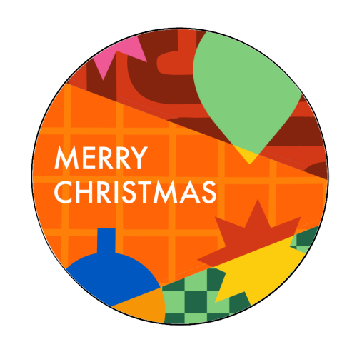 Merry Christmas Geometric Xmas Design - Circle Sticker by AbiGoLucky