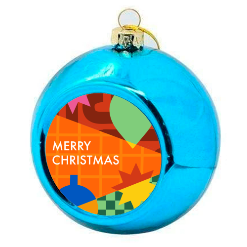 Merry Christmas Geometric Xmas Design - colourful christmas bauble by AbiGoLucky