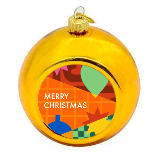 Merry Christmas Geometric Xmas Design - colourful christmas bauble by AbiGoLucky