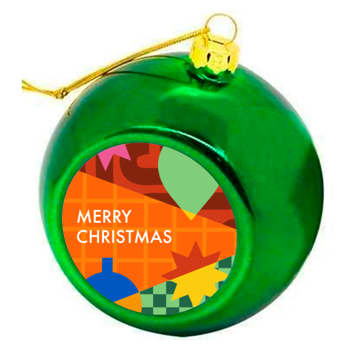 Merry Christmas Geometric Xmas Design - colourful christmas bauble by AbiGoLucky
