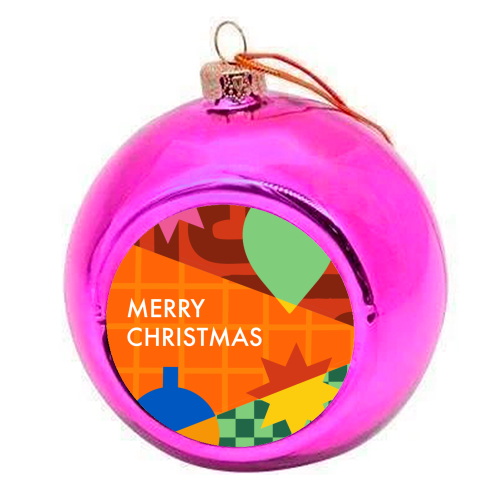 Merry Christmas Geometric Xmas Design - colourful christmas bauble by AbiGoLucky