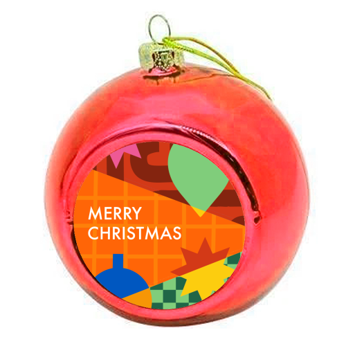 Merry Christmas Geometric Xmas Design - colourful christmas bauble by AbiGoLucky