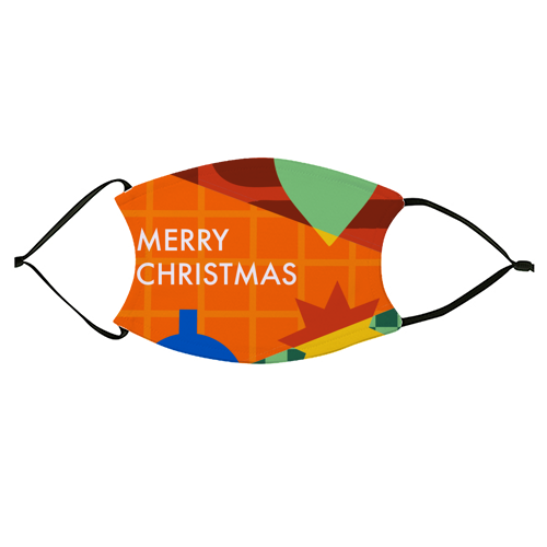 Merry Christmas Geometric Xmas Design - face cover mask by AbiGoLucky