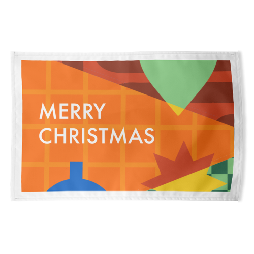 Merry Christmas Geometric Xmas Design - funny tea towel by AbiGoLucky