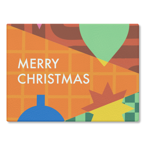 Merry Christmas Geometric Xmas Design - glass chopping board by AbiGoLucky