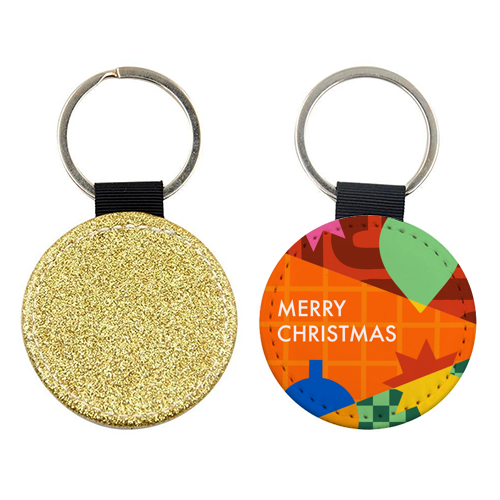 Merry Christmas Geometric Xmas Design - keyring by AbiGoLucky