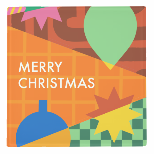 Merry Christmas Geometric Xmas Design - personalised beer coaster by AbiGoLucky