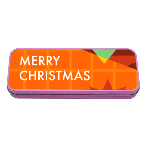 Merry Christmas Geometric Xmas Design - tin pencil case by AbiGoLucky
