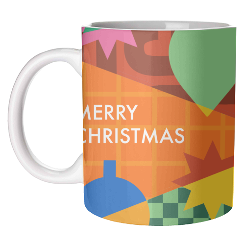 Merry Christmas Geometric Xmas Design - unique mug by AbiGoLucky