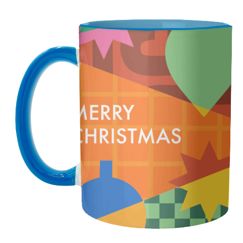 Merry Christmas Geometric Xmas Design - unique mug by AbiGoLucky
