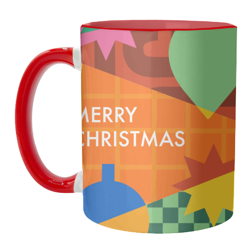Merry Christmas Geometric Xmas Design - unique mug by AbiGoLucky