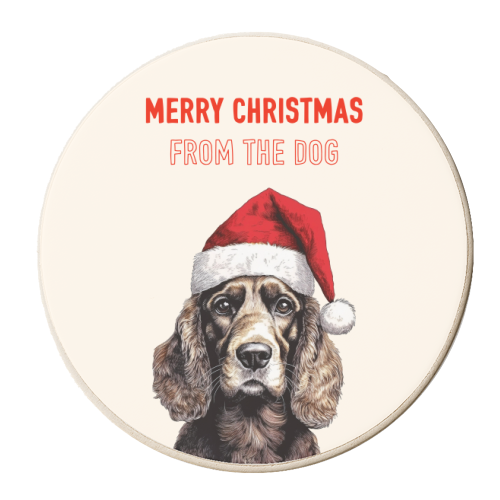Merry Christmas Greeting From The Spaniel Dog - personalised beer coaster by Adam Regester