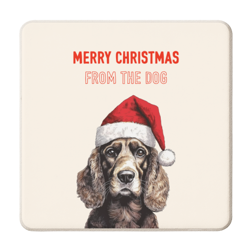 Merry Christmas Greeting From The Spaniel Dog - personalised beer coaster by Adam Regester