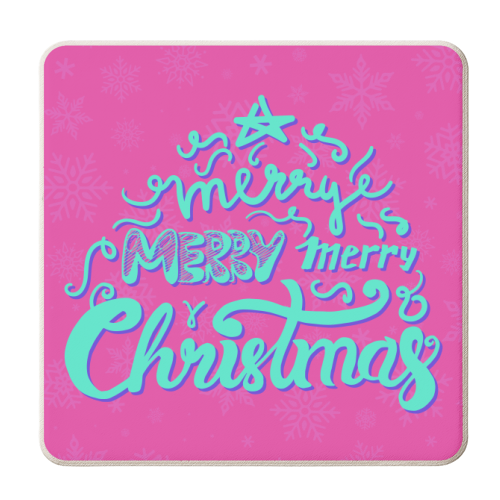 Merry Christmas Hand Lettering - personalised beer coaster by Nida Designs