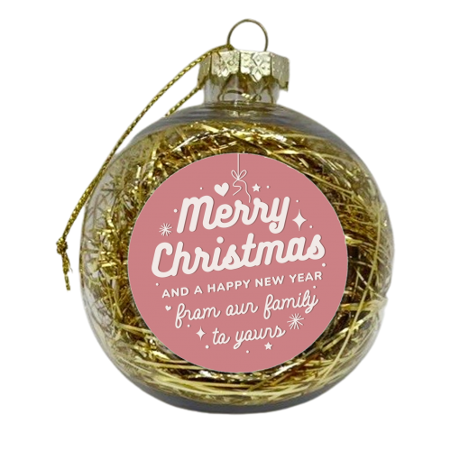 Merry Christmas happy new year bauble pink - xmas bauble by The Girl Next Draw