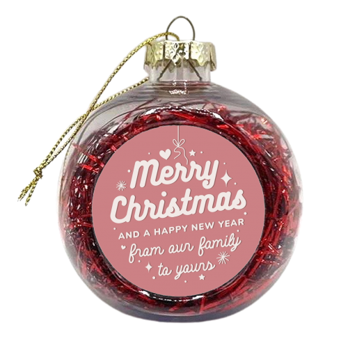 Merry Christmas happy new year bauble pink - xmas bauble by The Girl Next Draw